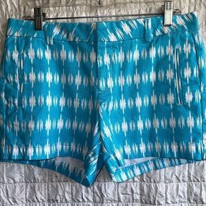 Jcp Aqua-white patterned chinos cotton shorts sz 8